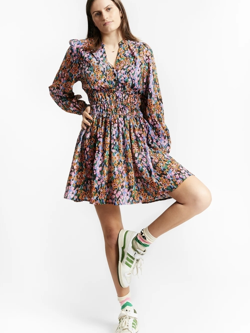 Jolie & Joy, Floral Long-Sleeved Mini Dress #0071 - Picture 3 of 13